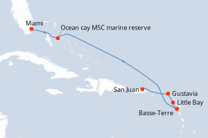 carte itinéraire croisière Caraïbes Bahamas 7 jours au départ du port de San Juan