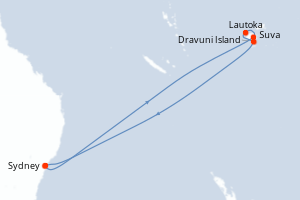 carte itinéraire croisière Australie Nouvelle Zélande 12 jours au départ du port de Sydney