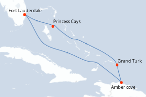 Carte itinéraire croisière États-Unis, République Dominicaine, Bahamas - 7 jours au départ de Fort Lauderdale - Caraïbes Bahamas