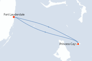 carte itinéraire croisière Caraïbes Bahamas 3 jours au départ du port de Fort Lauderdale
