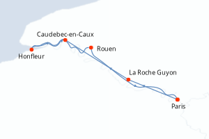 Carte de l'itinéraire de croisière Paris-Paris d'une durée de 6 jours