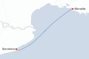 carte itinéraire croisière Méditerranée 1 jour au départ du port de Marseille