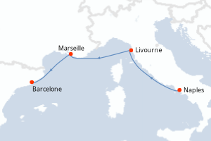 carte itinéraire croisière Méditerranée 3 jours au départ du port de Naples