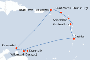 carte itinéraire croisière Caraïbes Bahamas 11 jours au départ du port de Pointe a Pitre