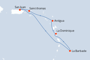 carte itinéraire croisière Caraïbes Bahamas 7 jours au départ du port de San Juan
