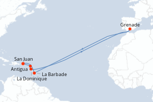 carte itinéraire croisière Caraïbes Bahamas 7 jours au départ du port de San Juan