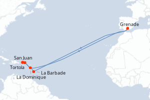 carte itinéraire croisière Caraïbes Bahamas 7 jours au départ du port de San Juan