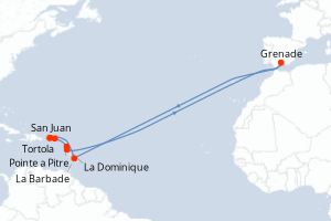 carte itinéraire croisière Caraïbes Bahamas 7 jours au départ du port de San Juan