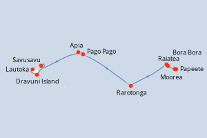 carte itinéraire croisière Australie Nouvelle Zélande 13 jours au départ du port de Papeete