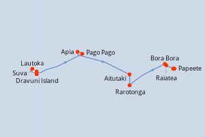 carte itinéraire croisière Tahiti 12 jours au départ du port de Lautoka