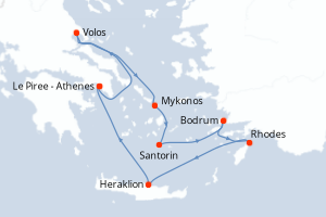 carte itinéraire croisière Méditerranée 7 jours au départ du port de Le Piree - Athenes