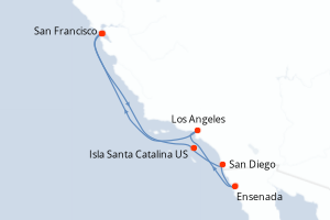 carte itinéraire croisière Amérique du Nord 7 jours au départ du port de San Francisco