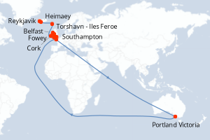 carte itinéraire croisière Europe du Nord 12 jours au départ du port de Reykjavik