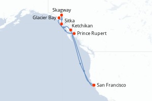 carte itinéraire croisière Amérique du Nord 10 jours au départ du port de San Francisco