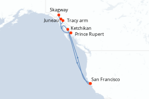 carte itinéraire croisière Amérique du Nord 10 jours au départ du port de San Francisco