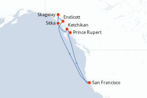 carte itinéraire croisière Amérique du Nord 10 jours au départ du port de San Francisco