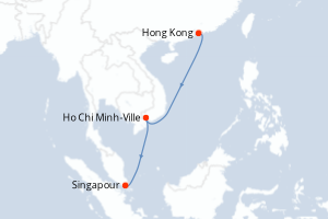 Carte de l'itinéraire de croisière Hong Kong-Singapour d'une durée de 7 jours