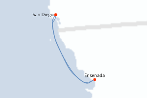 carte itinéraire croisière Amérique du Nord 2 jours au départ du port de San Diego