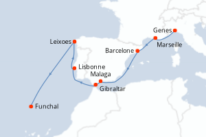 carte itinéraire croisière Iles Canaries 11 jours au départ du port de Genes