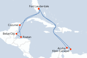 carte itinéraire croisière Caraïbes Bahamas 14 jours au départ du port de Fort Lauderdale
