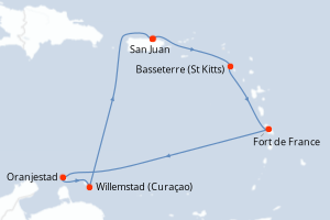 carte itinéraire croisière Caraïbes Bahamas 7 jours au départ du port de San Juan