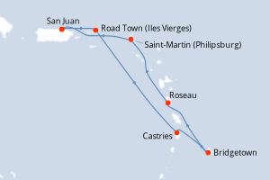 carte itinéraire croisière Caraïbes Bahamas 7 jours au départ du port de San Juan