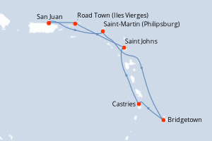 carte itinéraire croisière Caraïbes Bahamas 7 jours au départ du port de San Juan