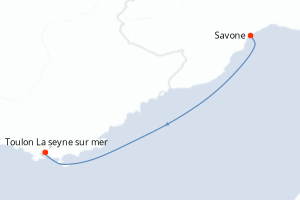 carte itinéraire croisière Méditerranée 1 jour au départ du port de Savone