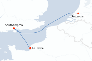 carte itinéraire croisière Europe du Nord 2 jours au départ du port de Rotterdam