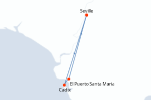 Carte de l'itinéraire de croisière Seville-Seville d'une durée de 5 jours