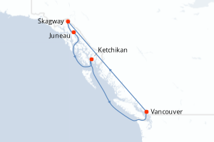 carte itinéraire croisière Alaska 7 jours au départ du port de Vancouver