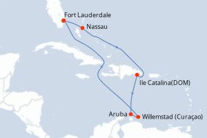 carte itinéraire croisière Caraïbes Bahamas 8 jours au départ du port de Fort Lauderdale