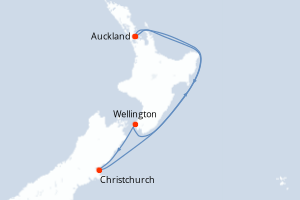 Carte de l'itinéraire de croisière Auckland-Auckland d'une durée de 5 jours