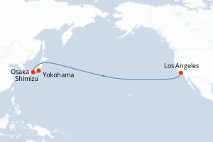 carte itinéraire croisière Amérique du Nord 16 jours au départ du port de Yokohama