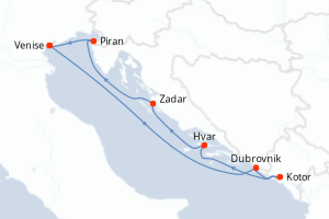 carte itinéraire croisière Adriatique 7 jours au départ du port de Venise