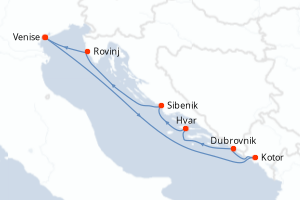 carte itinéraire croisière Adriatique 7 jours au départ du port de Venise