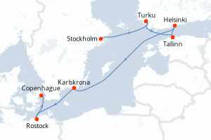 carte itinéraire croisière Europe du Nord 7 jours au départ du port de Stockholm