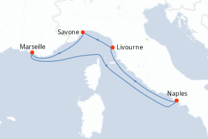 carte itinéraire croisière Méditerranée 5 jours au départ du port de Marseille