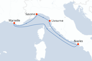 carte itinéraire croisière Méditerranée 5 jours au départ du port de Savone