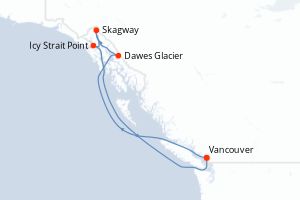 carte itinéraire croisière Alaska 7 jours au départ du port de Vancouver
