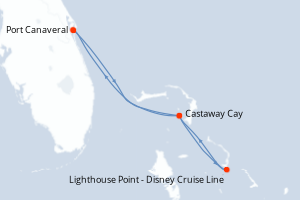 Carte itinéraire croisière États-Unis, Bahamas - 5 jours au départ de Port Canaveral - Caraïbes Bahamas