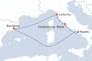 carte itinéraire croisière Méditerranée 7 jours au départ du port de Barcelone