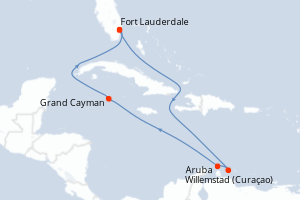 carte itinéraire croisière Caraïbes Bahamas 8 jours au départ du port de Fort Lauderdale