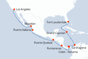 carte itinéraire croisière Amérique du Nord 17 jours au départ du port de Fort Lauderdale