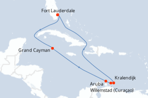 carte itinéraire croisière Caraïbes Bahamas 9 jours au départ du port de Fort Lauderdale