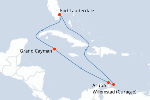 carte itinéraire croisière Caraïbes Bahamas 8 jours au départ du port de Fort Lauderdale
