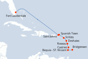 carte itinéraire croisière Caraïbes Bahamas 10 jours au départ du port de Bridgetown