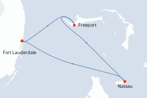 carte itinéraire croisière Caraïbes Bahamas 3 jours au départ du port de Fort Lauderdale