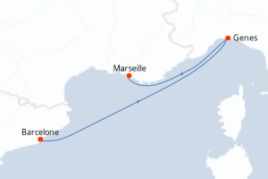 carte itinéraire croisière Méditerranée 3 jours au départ du port de Barcelone