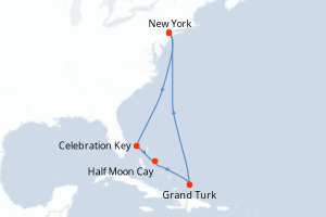 carte itinéraire croisière Caraïbes Bahamas 8 jours au départ du port de New York